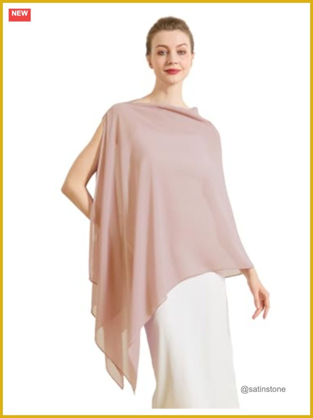 Chiffon Cape Shawl Wrap Scarf 3 Ways to Wear Elegant Sheer Capelet for Evening